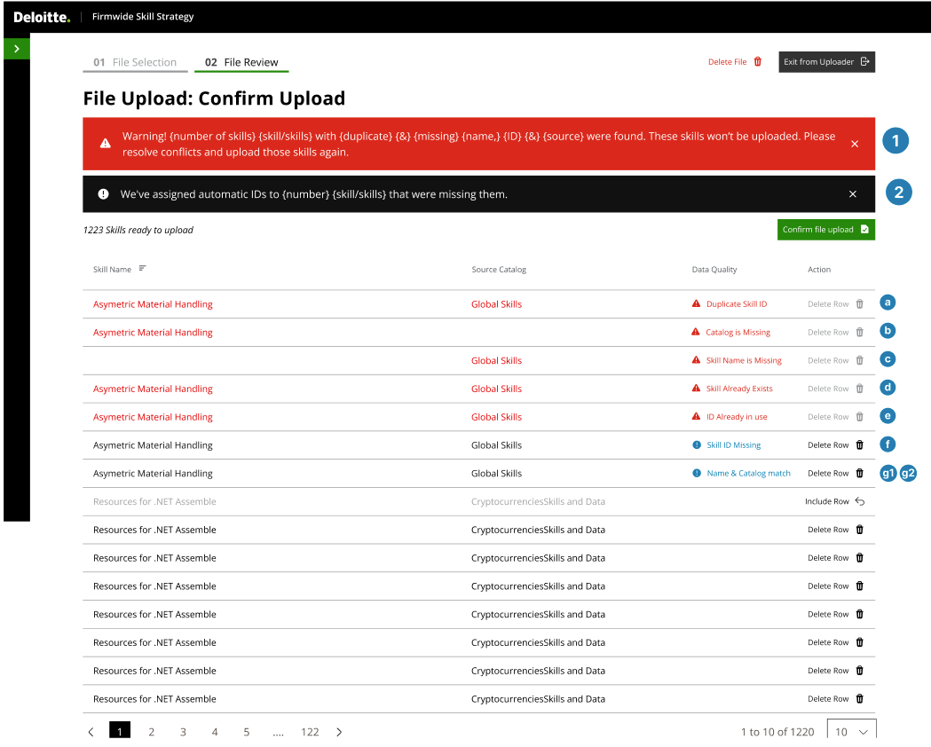 Upload log with row-level error feedback